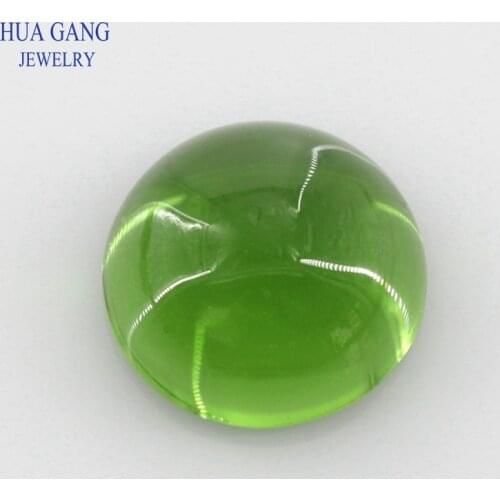 Green Round Shape Cabochon Cut Flat Bottom Loose Glass Stone Synthetic Gems For Jewlry Size 8mm 10mm Free Shipping