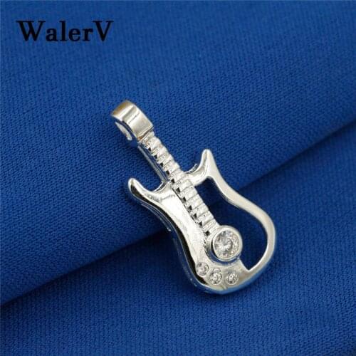 WALERV For Women Guitar Shape Pendant Stamps Pendant Fashion Jewelry Accessories White Zircon Charm Personality Set