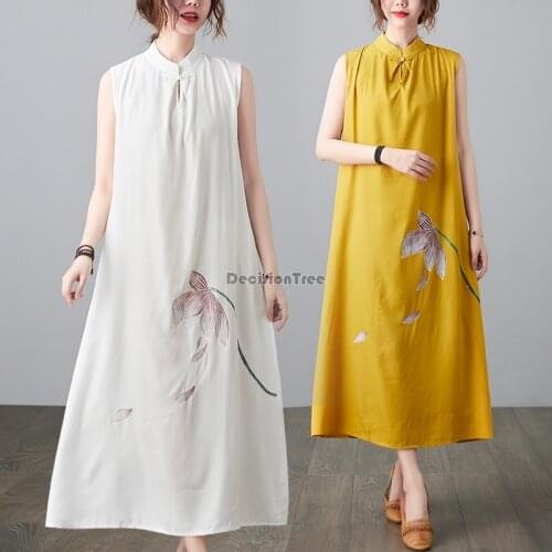 2021 national floral print cheongsam chinese dress for women tangsuit qipao dresses elegant party dance costume oriental dress