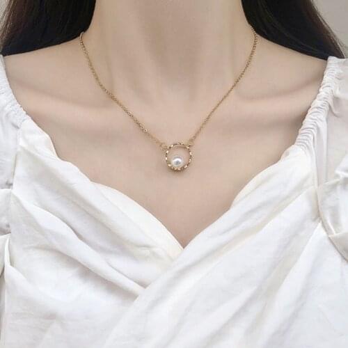 2021 Fashion Choker Cute Pearl Pendant Necklaces for Women Gold Color Butterfly Chain Star Party Necklace Gift Jewelry Wholesal