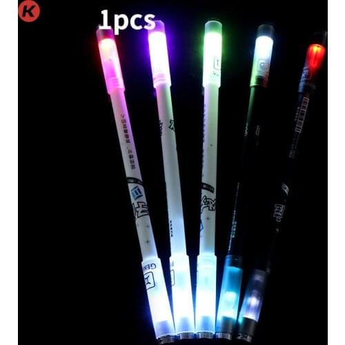 1pcs Creative Flash Spinning Pen Rotating Gaming Gel Pens With Light Black Ink For Student Gift Toy School