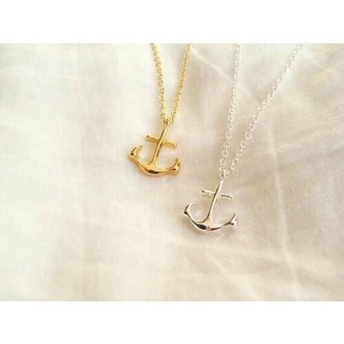 10 Small Anchor pendant chain Necklace Fashion Beach navigation Sea Boat Charm Men and Women Cute lucky gift Necklace Jewelry