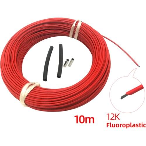 10 meters +connection kits 12k 33Ohm Fluoroplastic Carbon Fiber Heating Cable Floor Electric Warm Wire, Room heater Hotline