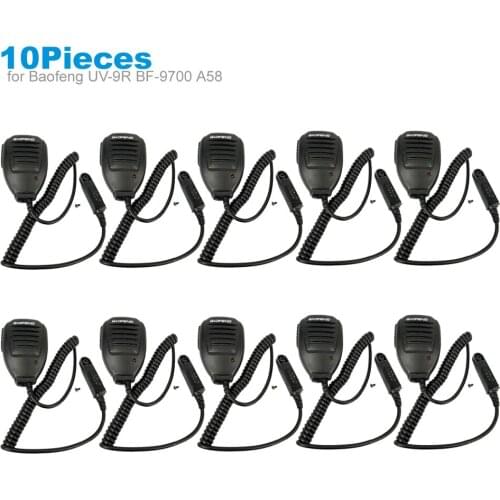 10 Pieces PTT Shoulder Microphone Speaker Mic for BAOFENG A58 BF-9700 UV-9R Plus GT-3WP R760 82WP Walkie Talkie Two Way Radio