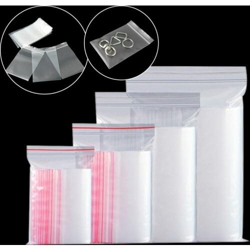100pcs/lot Small Zip Lock Plastic Bags Reclosable Transparent Jewelry Food Storage Bag Kitchen Package Bag Clear Ziplock Bag