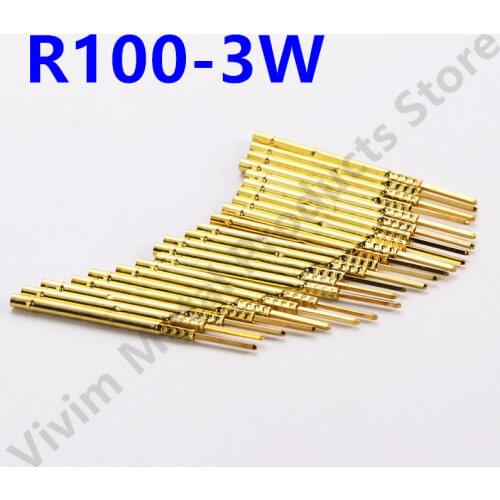 100PCS/Pack R100-3W Test Probe Tapered Brass Tube Spring Test Probe for Electrical Length 38.3mm Needle Dia 1.67mm Test Tool