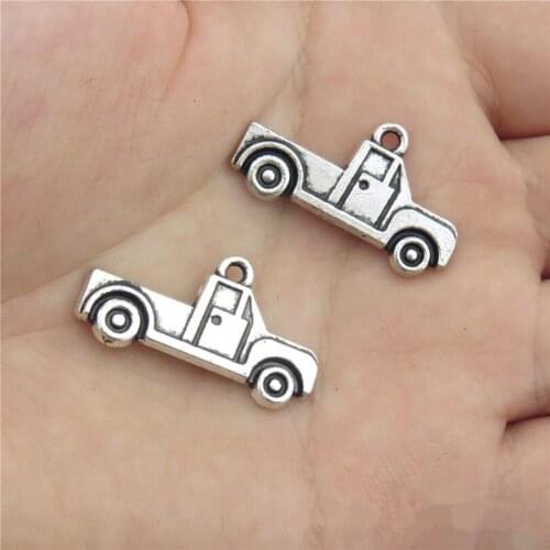 24pcs Pickup Charm Antique Silver Color Car Pendant Fit Diy Handmade Necklace Aesthetics Accessories Jewellery Making Supplies