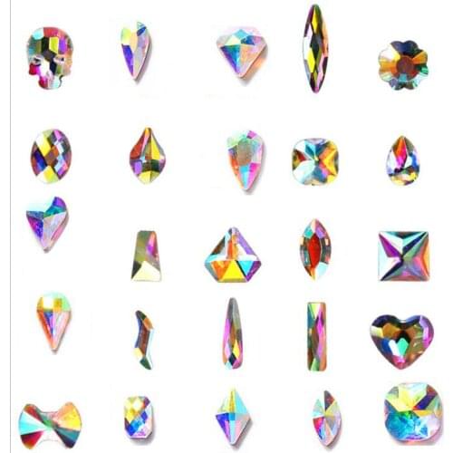 Jewelry Flatback Non Hotfix Strass Nail Art Rhinestones Glass Stones 3D Nail Jewelry Decorations 50pcs (Crystal --AB Long 3x9mm)