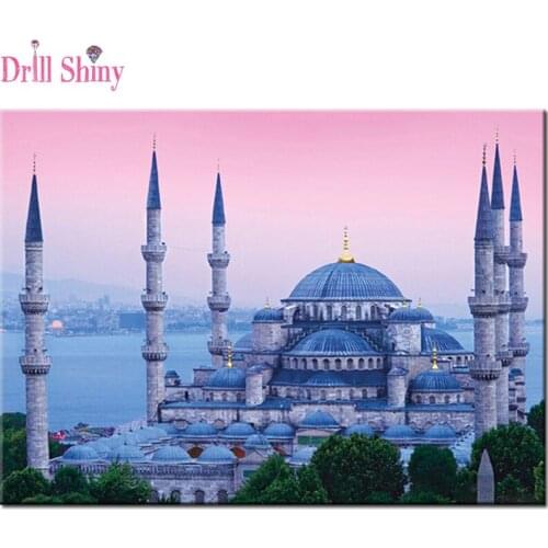 5D DIY Mosque Religion Diamond Painting Cross Stitch Diamond Mosaic Embroidery Landscape Crystal Drawing Needle Gift Wall Decor