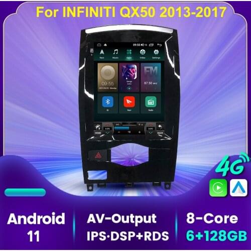 For Infiniti QX50 2013-2017 Tesla style Android11 Car Radio Player GPS Navigation Auto Stereo Multimedia DSP Carplay 4G Headunit