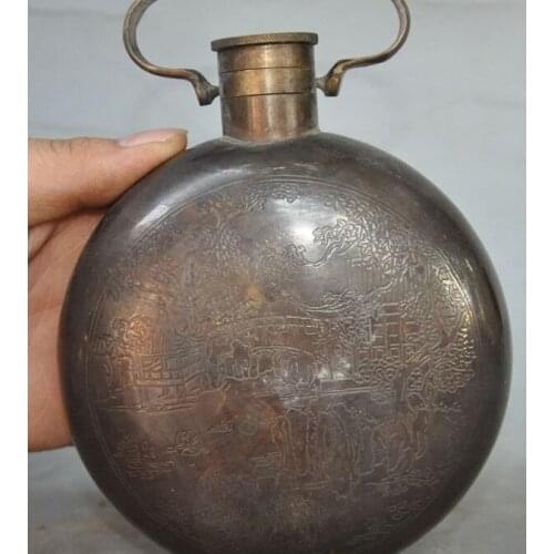 Free shipping Classical lucky Bronze Crane bird tree Statue Wine Tea Pot Flagon Wine vessel