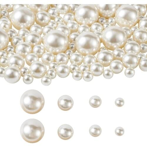 1 Set High Luster ABS Plastic Imitation Pearl Beads Seashell Color Round Undrilled/No Hole Beads For Fashion Jewelry Making