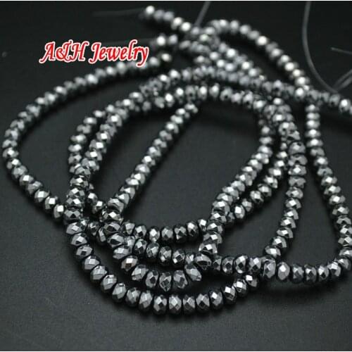 10pcs 3x4mm High Quality Silver Color Faceted Roundel Beads 16'' Natural Stone DIY Jewelry Making Materials