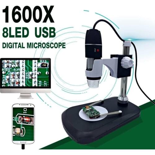 ZEAST 1600X 2MP HD 8 LED Digital Microscope Type-C/Micro USB Magnifier Electronic Stereo USB Endoscope For Phone PC