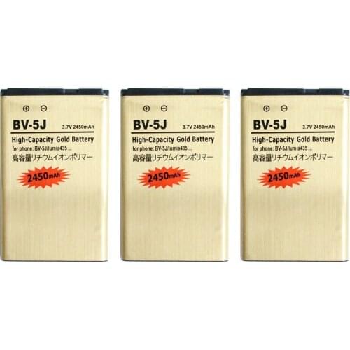 Ciszean 3pcs/lot 2450mAh BV-5J / BV 5J / BV5J Gold Replacement Battery For Microsoft Nokia Lumia 435 Lumia435 532 RM1069 1071