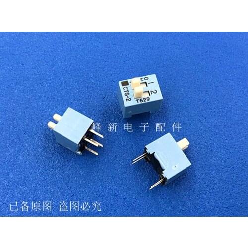 CTS-2 American long handle in-line 2-bit dial code switch key type 2P flat dial code switch 2.54 pitch
