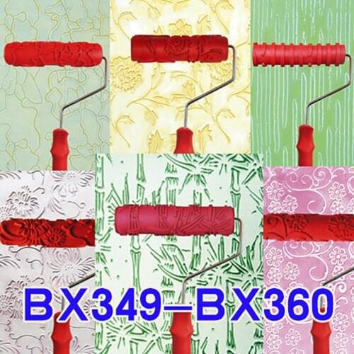 [flowers pattern]DIY7"inch soft rubber roller pattern wood grain wall paint roller tools with handle grip embossed rubber roller