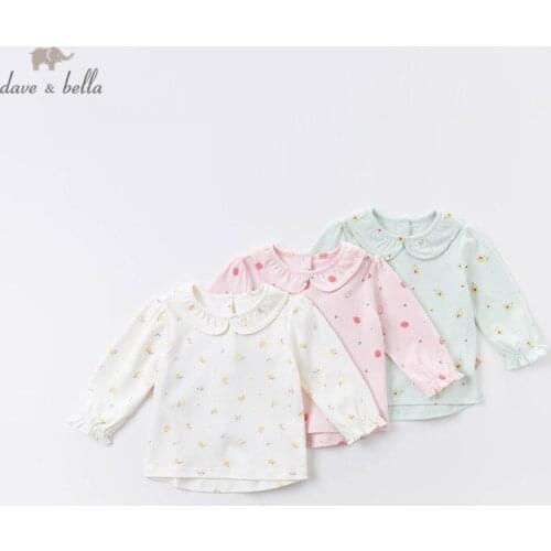 DBM15976 dave bella autumn baby girls fruit print T-shirt children tops girls cute kids fashion tees