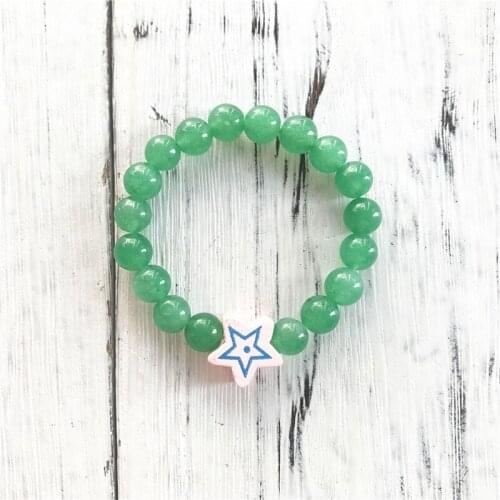 Natural Stone Green Aventurine Kids Childrens Bracelet Pentagram Bracelets Wholesale and retail is ok Girl Boy Jewelry