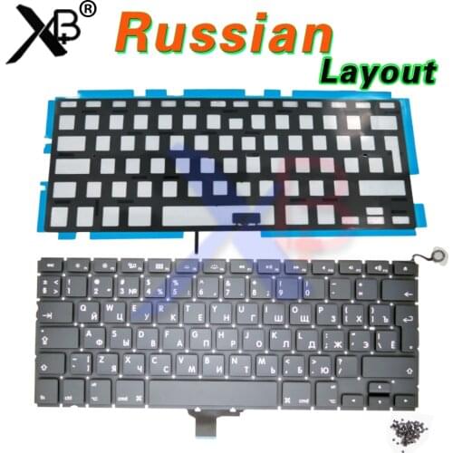 For MacBook Pro 13.3" A1278 RU Russian keyboard/Backlight Backlit+100pcs keyboard screws 2008-2012 Years
