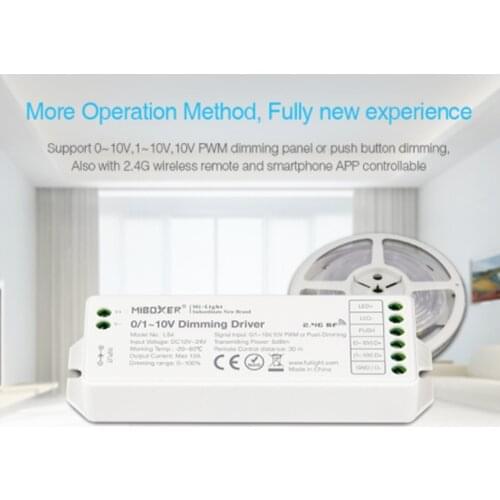 DC12-24V MiBOXER LS4 0/1~10V 10V PWM Or Push Dimming Driver LED Controller 2.4G Wireless Smartphone APP Control