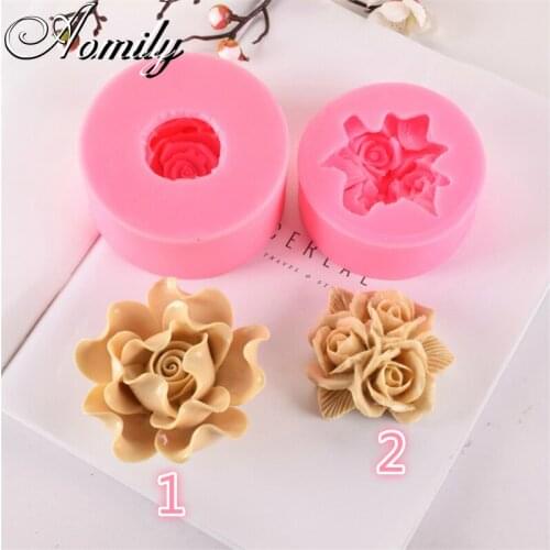 Aomily Rose Flower 2 Styles Bakeware Mold Silicon Chocolate Jelly Candy DIY Pastry Ice Block Soap Mould Baking Tool Flower Mold