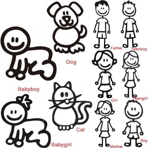 Hot sale 1PC Viny Decal Car Stick Figure DIY Adhesive Window Car Stickers Custom Family Member Waterproof Auto Sticker