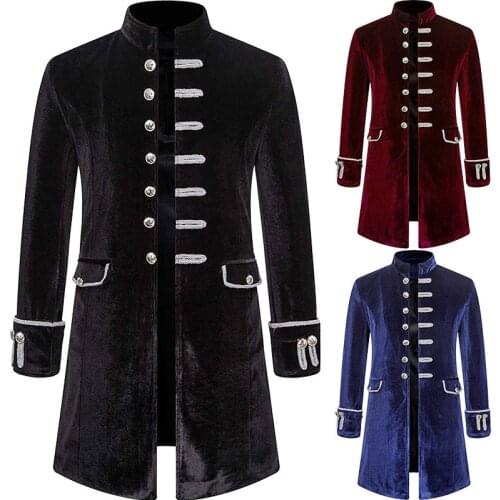 Halloween Carnival Gothic Coat for Men Medieval Vintage Corduroy Cosplay Mens Party Punk Adult Clothing Middle Ages Costumes