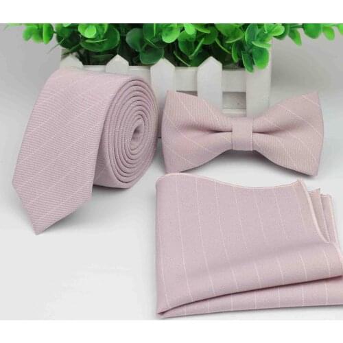 Cotton Polyester Striped Neck Tie Set For Men Slim Tie Necktie Hankerchief Papillon Wedding Bowties Cravat Corbatas