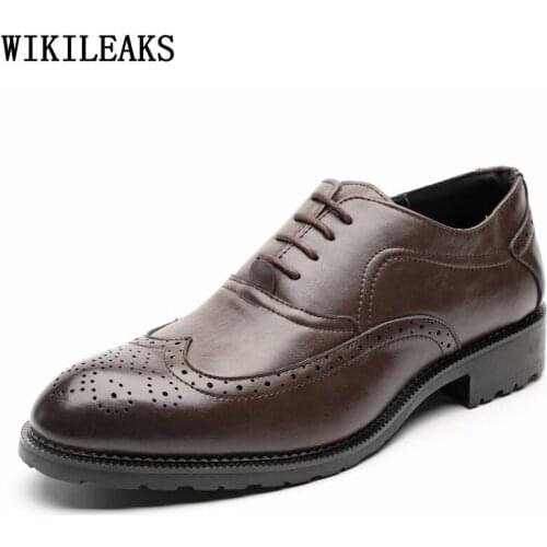 Brown Brogue Shoes Men Oxford Men Dress Shoes Leather Black Formal Office Shoes Men 2021 Zapatos De Hombre Chaussure Homme Luxe