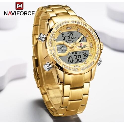 NAVIFORCE Top Brand Men‘s Watches Casual Fashion Waterproof Luminous Calendar Stainless Steel Big Dial Week Display Male Watches