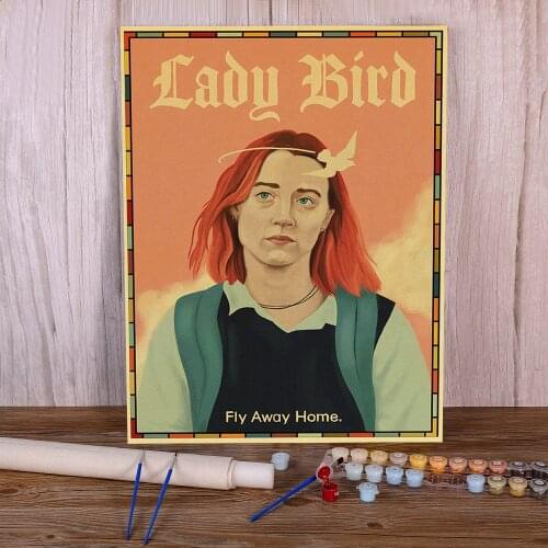 Vintage Movie Lady Bird Retro DIY Paint By Numbers Complete Kit Acrylic Paints 40*50 Oil Painting Handmade Kids Drawing