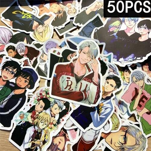Big 50-Pack Cute Yuri on ice Trendy Stickers for Teens Kids Perfect for Tablet PC Laptop Notebook Phone Skateboad Luggage Car