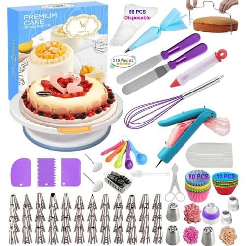 Cake Decorating Tip Sets 127pcs/129pcs/219pcs Pastry Bag Confectionery Accessories Nozzle Stainless Cream Cake Baking Tools