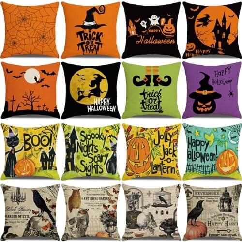 Halloween Pillowcase Pumpkin Witch Pillow Sofa Linen Waist Pillowcase Halloween Home Decoration Supplies
