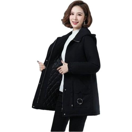 2021 New Women Parkas Female Thickening Keep Warm Hooded Winter Jacket Womens Cotton Padded Coat Plus Size Overcoat 4XL D1154