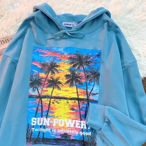 New Hip Hop SUN-POWER Vintage Designer Hoodies Women American Casual Tops 2021 Autumn Sweatshirt Korean Fashion Teens Clothes