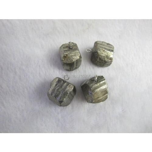 New arrived Natural Pyrite Gem stone Pendant cluster drusy Pyrite Rough cube Pendant natural stones 10pcs/lot