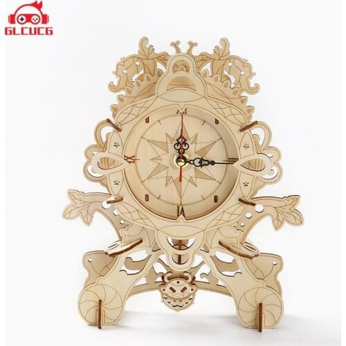 GLCUCG New Wooden 3D Assembled Creative DIY Puzzle Wooden Mechanical Transmission Antique Box Model Assembled Toy Gift Puzzles