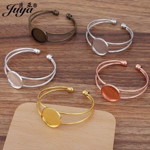 25PCS Bangle Bracelet Base 20/25mm Cabochon Cameo Bronze Material Blank Tray DIY Jewelry Making Photo Bracelets Crafts Findings