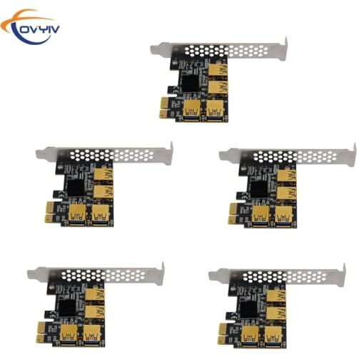 5pcs COVYIV Golden 1 to 4 PCIE PCI-E Riser Card USB 3.0 Multiplier Hub X16 PCI Express 1X 16X Adapter For BTC ETH Mining Miner