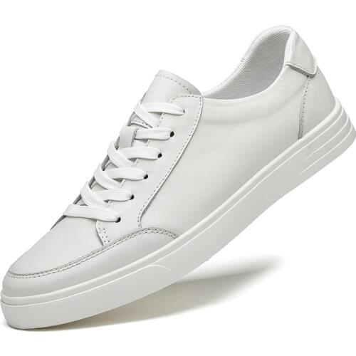 Casual Shoes Men White Black Fashion Men Shoe Comfortable Leather Shoes For Male Anti-Slip Walking Shoes Mens