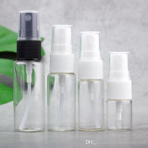 Free Shipping 5ml 10ml 15ml 20 ml Clear Transparent Spray Bottles Black white sprayer Perfume Parfume Cosmetic Containers