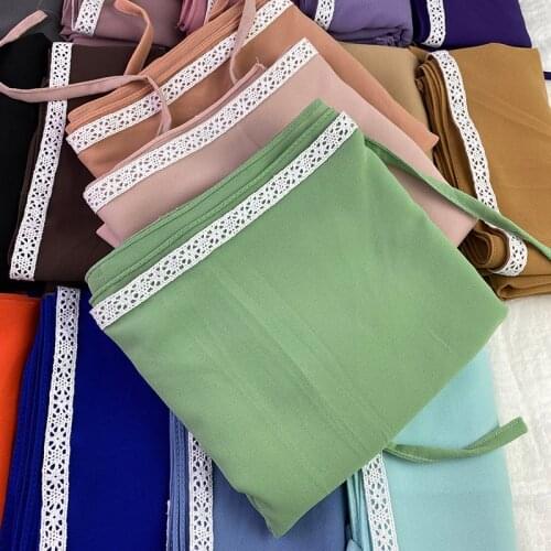 Luxury Bubble Heavy Chiffon Hijabs With Rope Embroidered Lace Scarf Muslim Shawls Headband Islamic Headscarf Turban Foulard