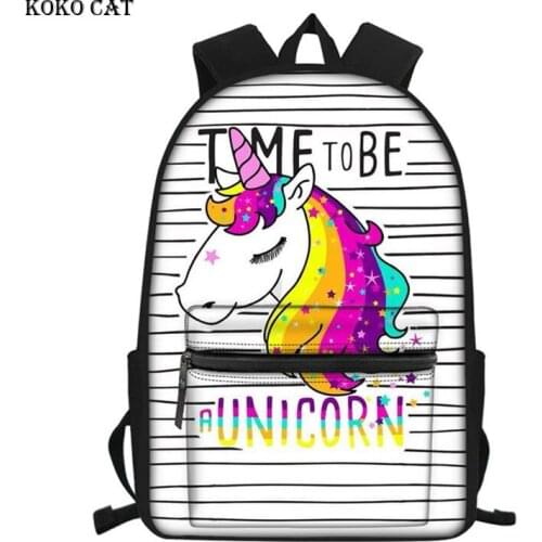 Teenager Girls School Bags cute cartoon Unicorn Printed women Daypack daily travel loptop Rucksack Mochila Infantil Escolares
