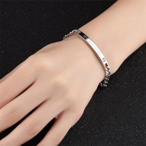 Stylish and delicate inlaid zircon couple bracelet Titanium steel men and women bracelet bracelet Valentines Day gift
