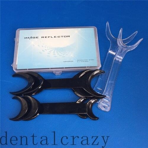 NEW Dental Clinic Stainless Steel Photographic Mirror +4Pcs Black T-Shaped +2pcs Orthodontic Intraoral Cheek Lip Opener