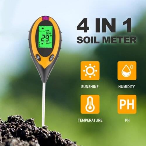 Soil pH Tester 3/4 in 1 PH Light Moisture Acidity Meter Temperature Sunlight Intensity Analysis Flower Garden LCD Display