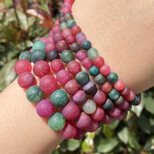 Dull Polished Tourmal Dragon Veins Agates Stone Round Beads For Jewelry Making 6/8/10mm Spacer Loose Beads Diy Bracelet Necklace