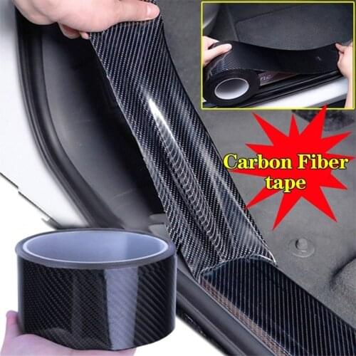Carbon Fiber Car Sticker DIY Paste Protector Strip Auto Door Sill Side Mirror Anti Scratch Tape Waterproof Protection Film